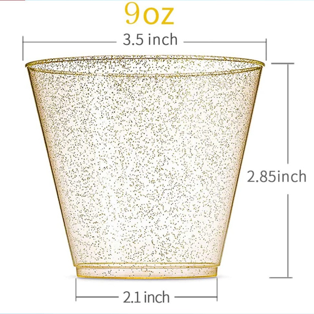 9OZ270ML一次性水杯金粉酒杯银粉威士忌塑料杯果汁杯甜点杯慕斯杯