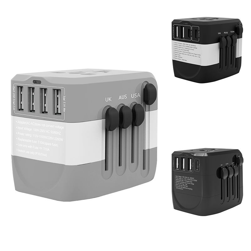 旅行充电器 万能充电器 电源转换器 3USB充电器1Type-c适配器