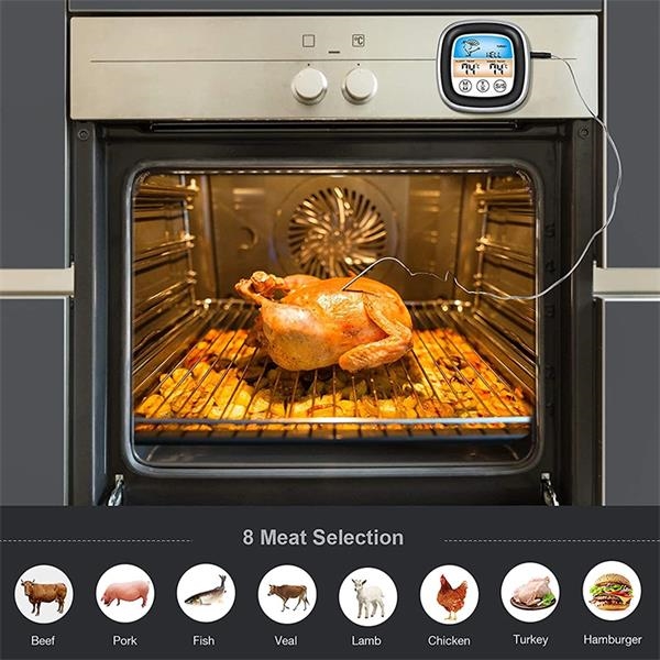 电子烤肉温度计计时器触摸烧烤温度计厨房彩屏食品温度计肉类报警