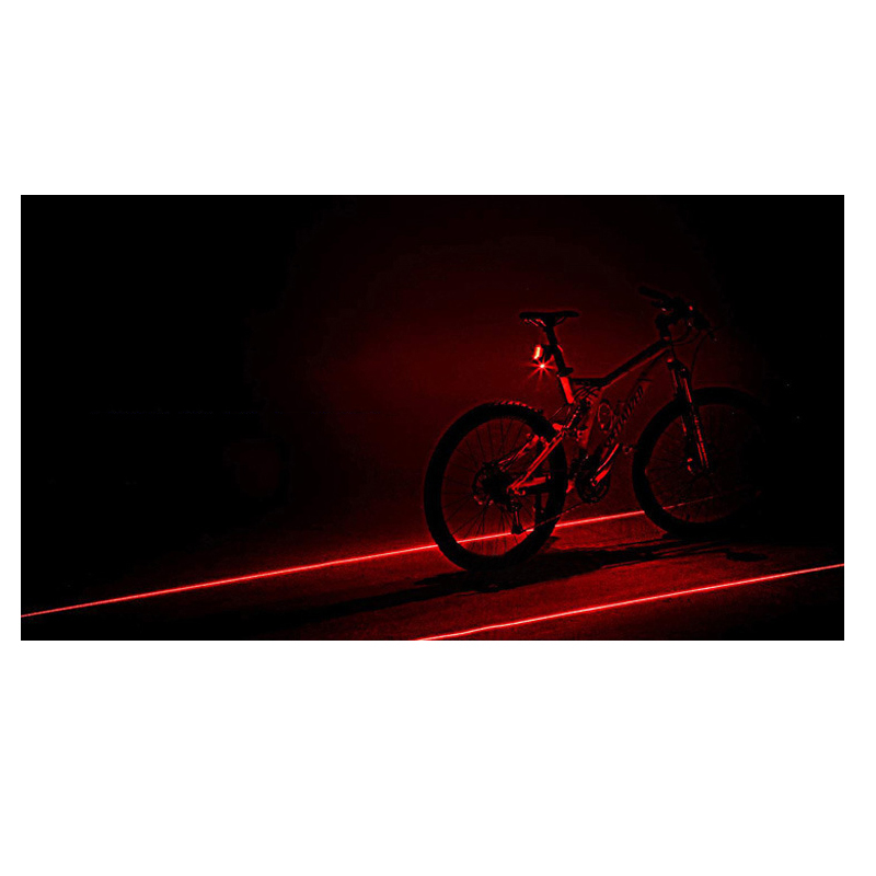 自行车激光尾灯 山地车平行线圆形后尾灯单车LED警示灯骑行装备