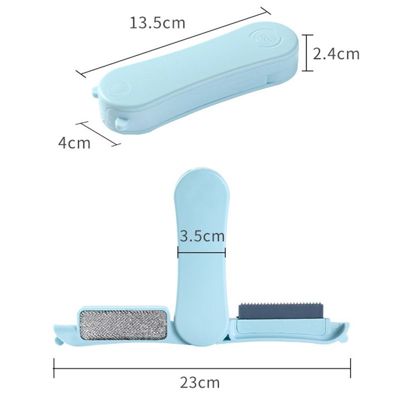 多功能便携式折叠刷毛器二合一双刷头衣服刮毛器宠物除毛刷粘毛器