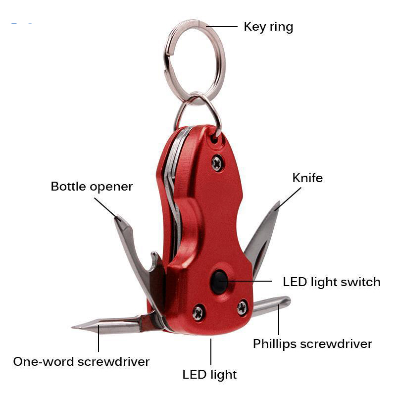 户外手电筒小刀多功能EDC灯开瓶器促销礼品工具钥匙扣折叠螺丝刀