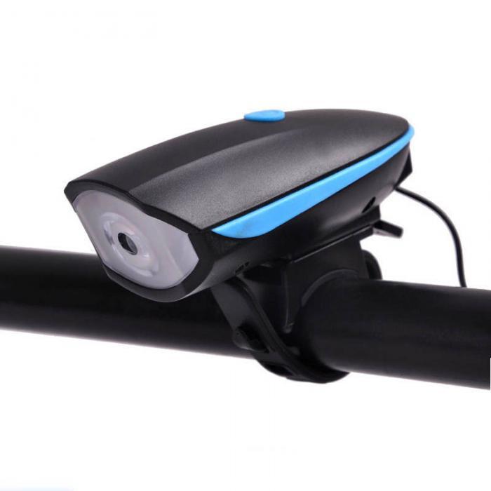 USB充电自行车喇叭前灯山地车超大声电喇叭二合一车灯喇叭铃铛