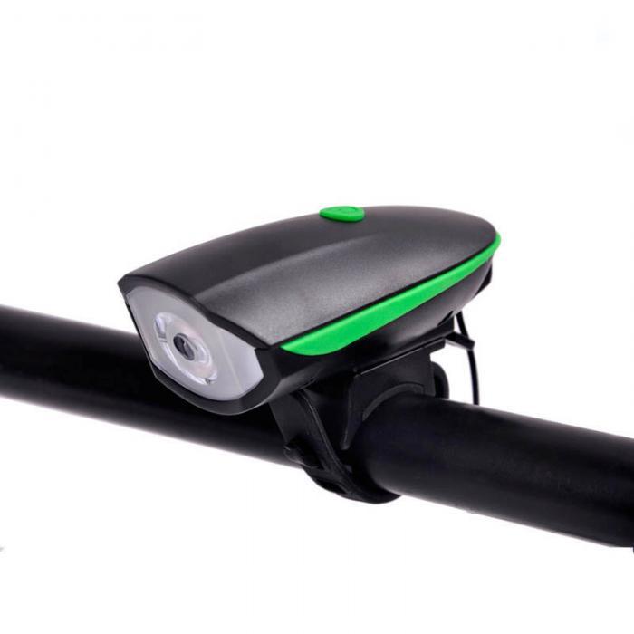 USB充电自行车喇叭前灯山地车超大声电喇叭二合一车灯喇叭铃铛