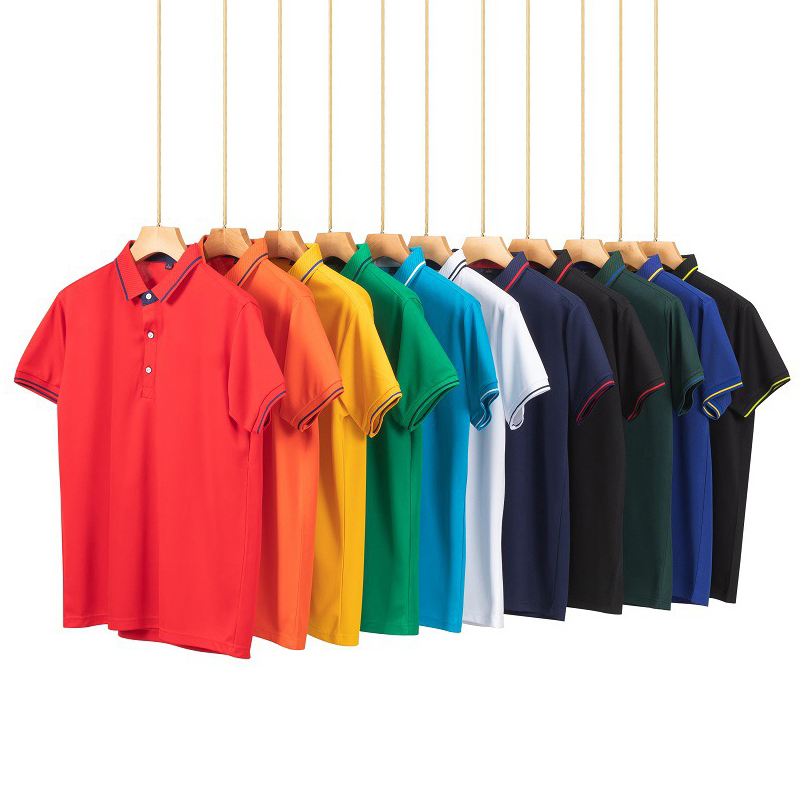 夏男式翻领短袖T恤定制印字图logo POLO广告文化衫条纹色工作服装