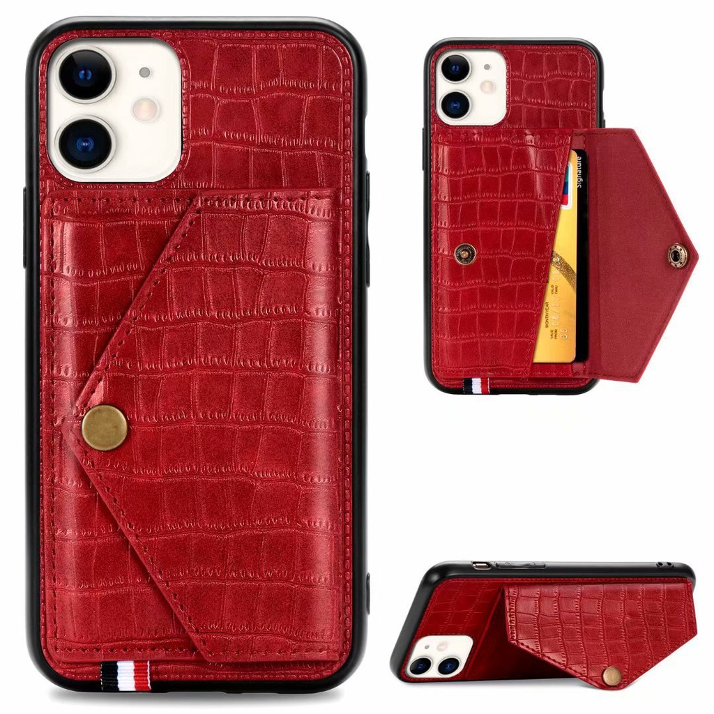 适用iPhone x插卡手机壳 纯色简约多功能保护壳苹果7 8plus皮套