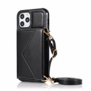适用iPhone12promax斜挎手机壳苹果11挂绳皮套XS钱包插卡7p潮女壳