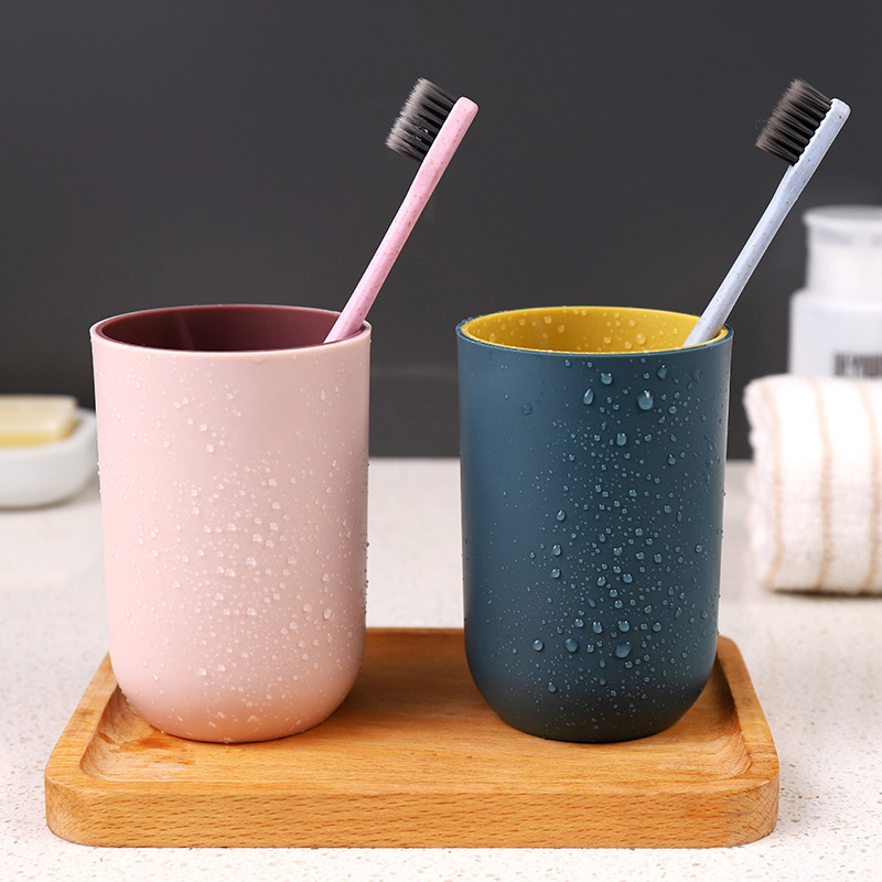 T北欧色圆形洗漱杯情侣刷牙杯塑料时尚简约创意漱口杯