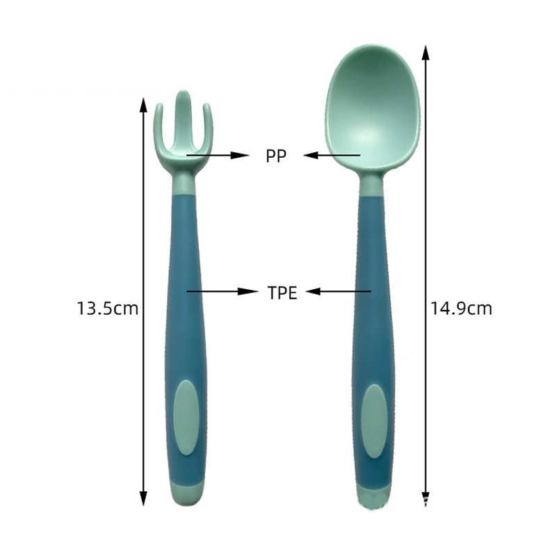 儿童勺子 儿童婴儿宝宝学吃饭训练辅食餐具套装扭扭叉勺宝宝勺子