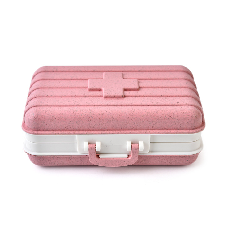 HOB2050 - Wheat Suitcase Pill Storage Box 创意款RB260M便携迷你旅行箱小药盒六格翻盖药品保健盒亚马逊货源