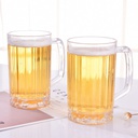 PS塑料啤酒杯 扎啤杯加厚带把透明啤酒扎杯 果汁饮料杯子