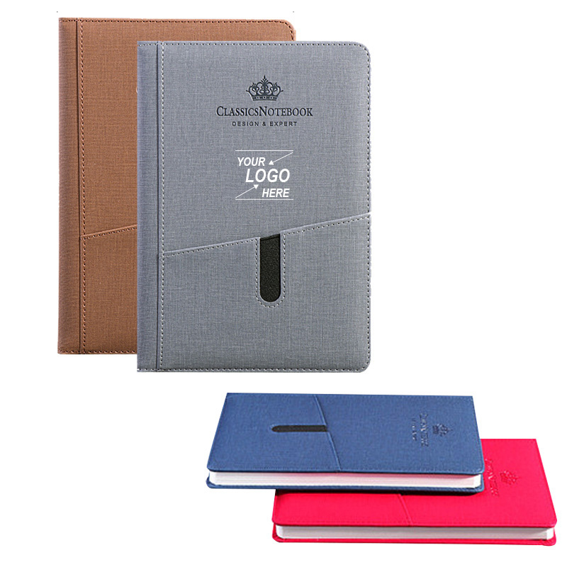 PSN1035 - Corporate Journal Notebook with Jacket Sleeve 商务手机插袋记事本创意A5笔记本定制印logo办公会议记录本日记本