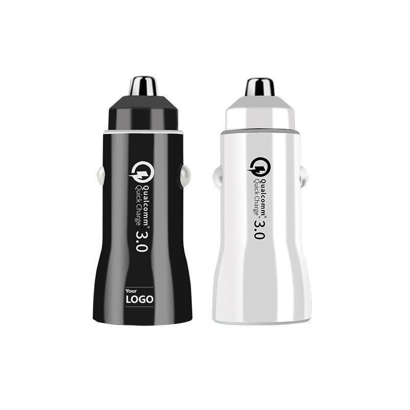 新款车载充电器双USBQC3.0快充汽车用手机点烟器车充平板导航支架