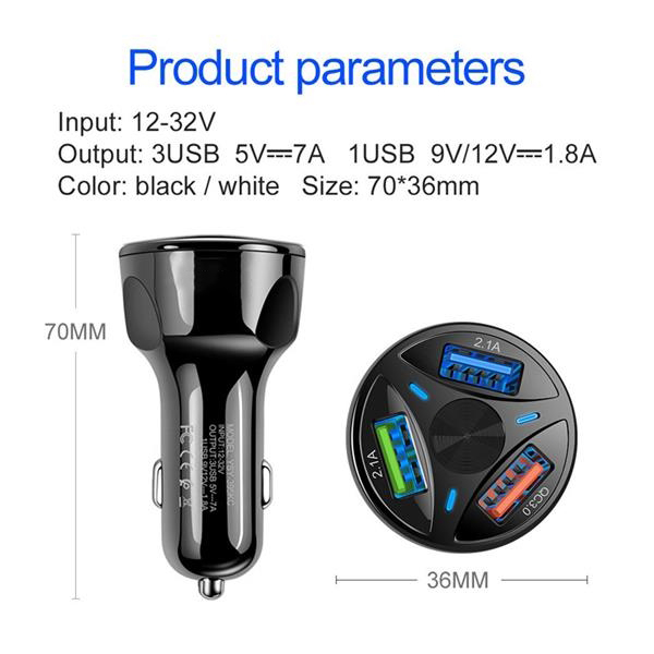 QC3.0车充 QC3.0+3.1A双路3USB车充 跨境爆款高通QC3.0车载充电器