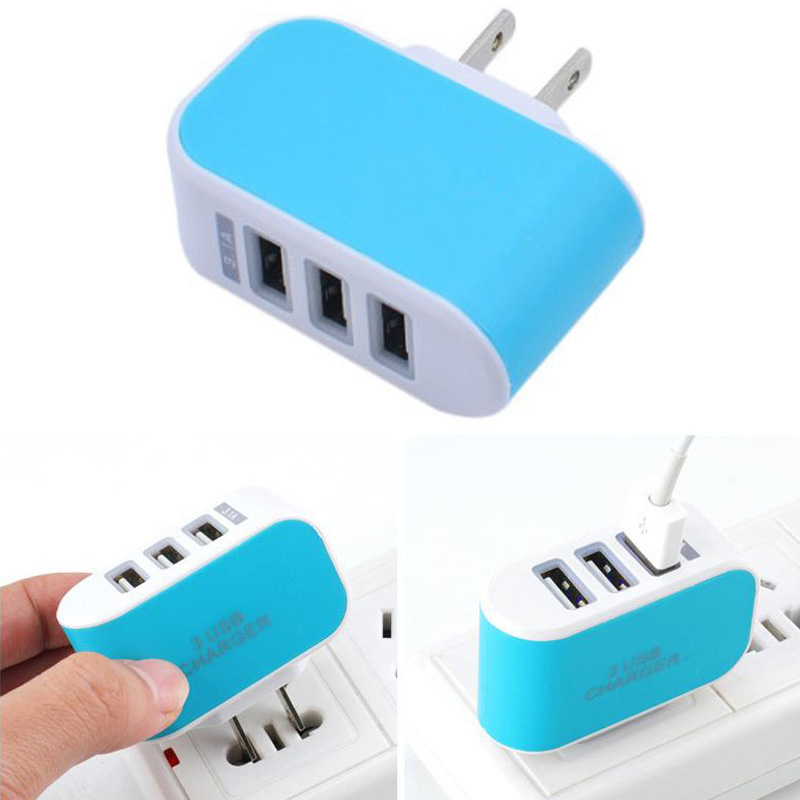 3USB糖果充电器 LED发光手机充电头 智能多口USB充电器旅行充