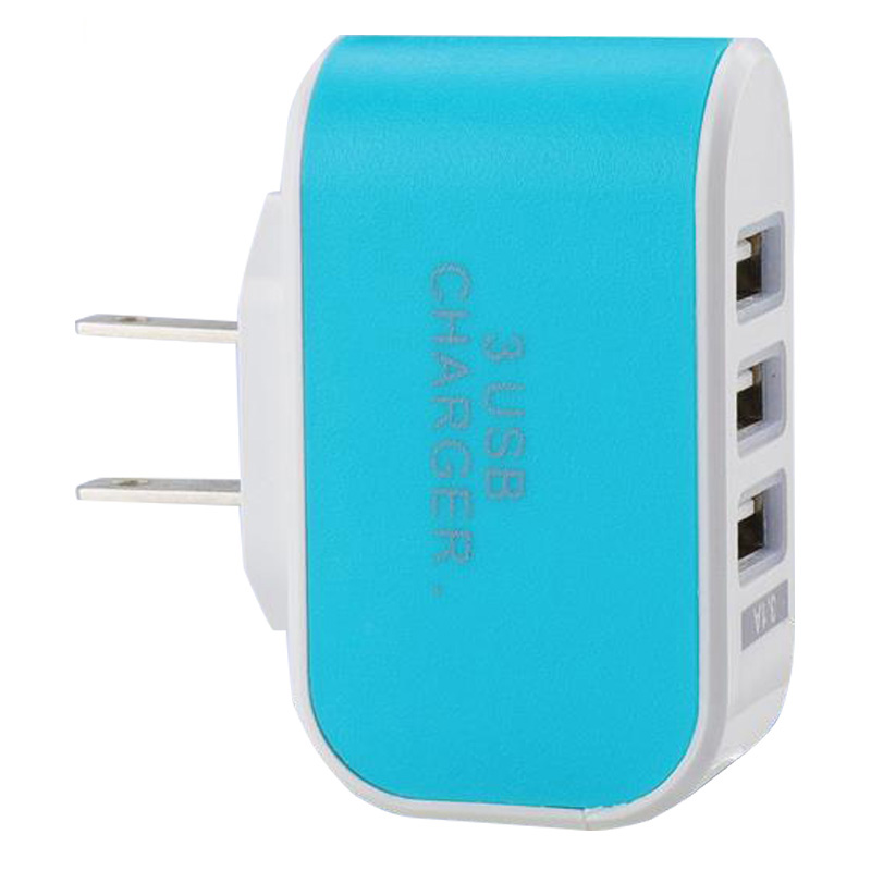 3USB糖果充电器 LED发光手机充电头 智能多口USB充电器旅行充