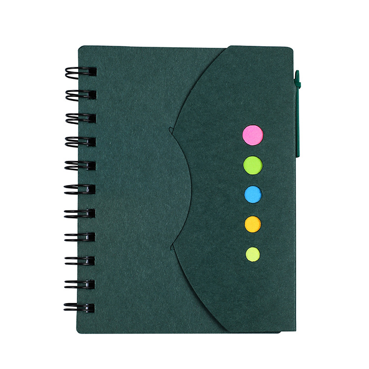 PSN1014 - Spiral Hand Notebook with Sticky Notes Set 创意新款环保定制加厚牛皮笔记本多功能小本子便签本带笔线圈本