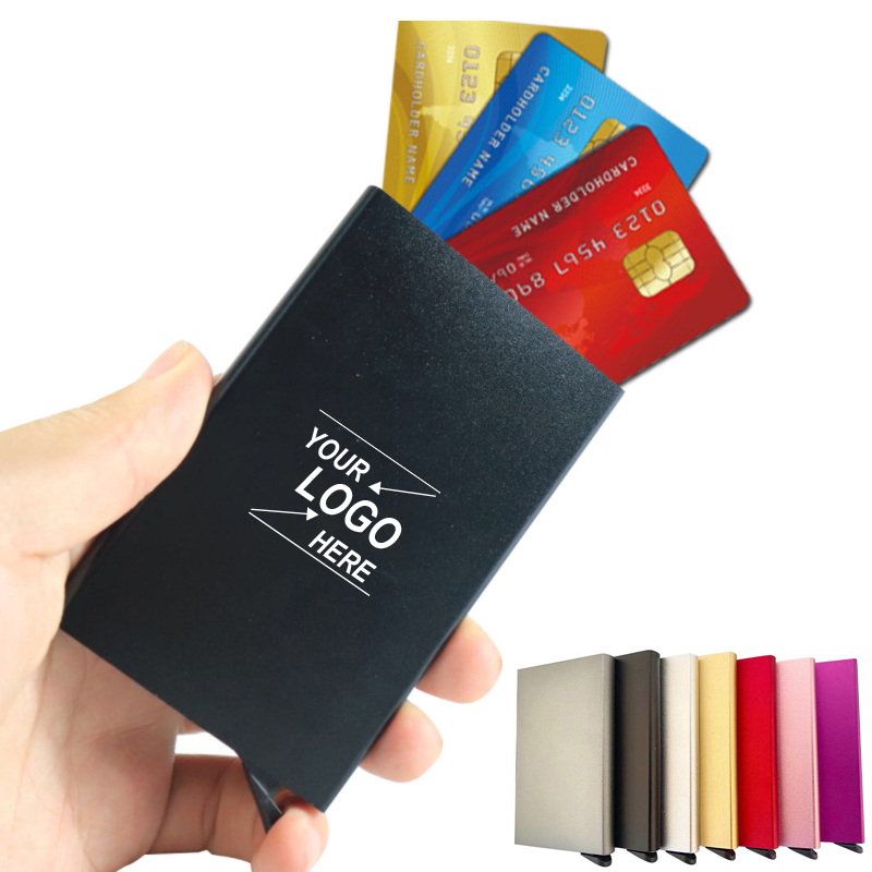APA8001-S自动弹出信用卡盒 名片盒金属铝合金防RFID卡包 银行卡夹金属卡套