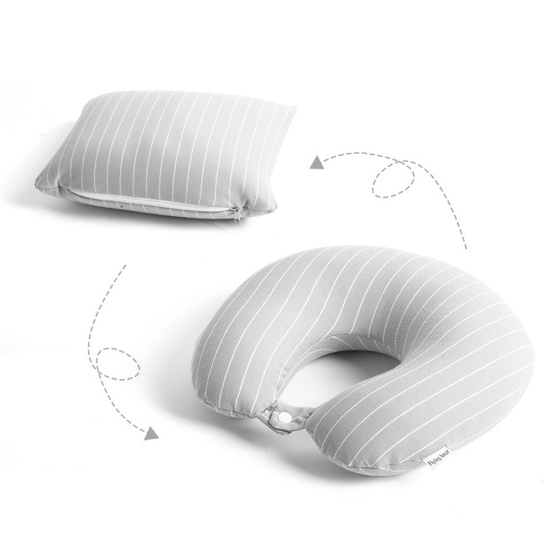 BR001401 - 变形U型枕午睡枕头泡沫粒子二合一填充全棉汗布舒适汽车飞机头枕
