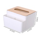 HOB6036 - Bamboo Lid Multifunction Tissue Box 多功能竹木盖纸巾盒创意桌面抽纸盒家用客厅简约塑料遥控器收纳盒