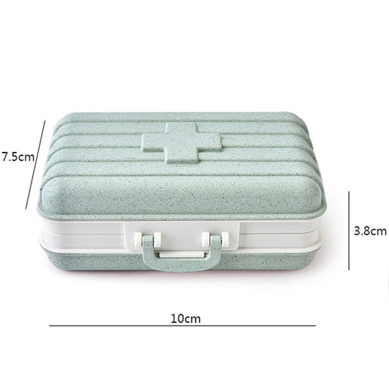 HOB2050 - Wheat Suitcase Pill Storage Box 创意款RB260M便携迷你旅行箱小药盒六格翻盖药品保健盒亚马逊货源