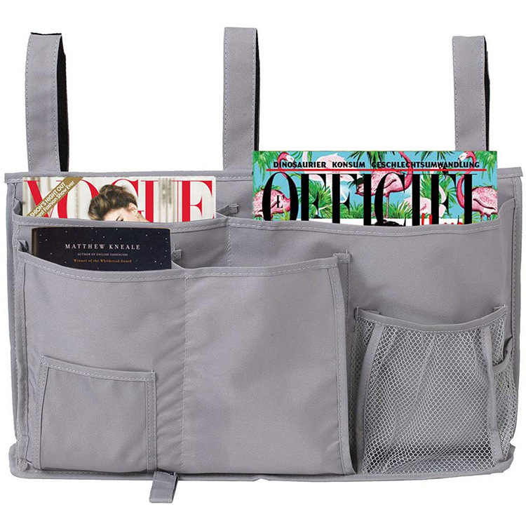 HOB6028 - Hanging Organizer Bag 通用床边存储悬挂收纳包双层医院病床轨书挂袋厂家可定做