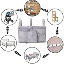 HOB6028 - Hanging Organizer Bag 通用床边存储悬挂收纳包双层医院病床轨书挂袋厂家可定做