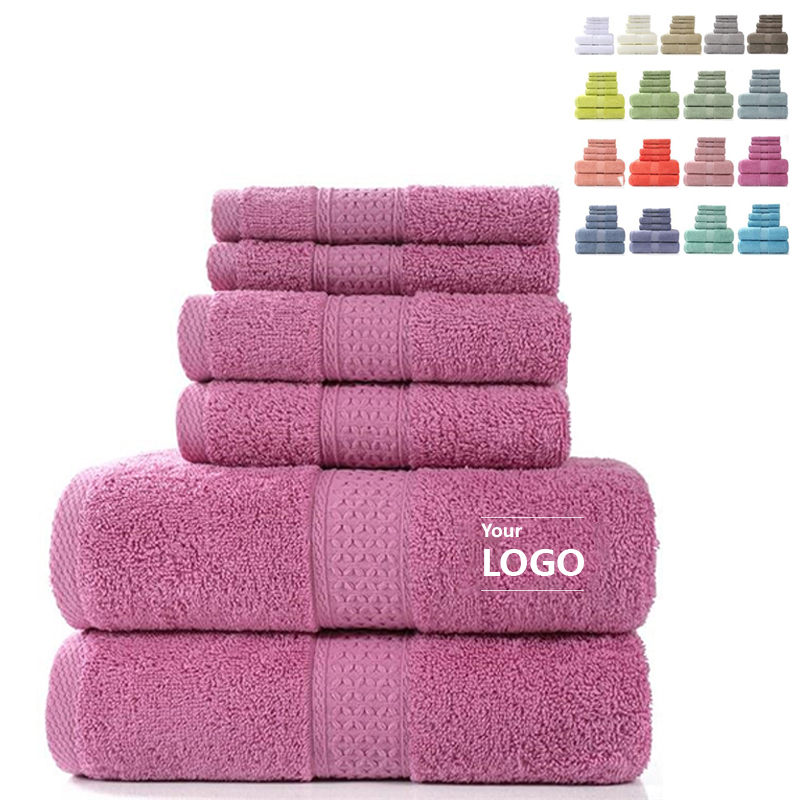 纯棉毛巾吸水浴巾柔软方巾精梳3件套 towel set 3pcs套装贴牌