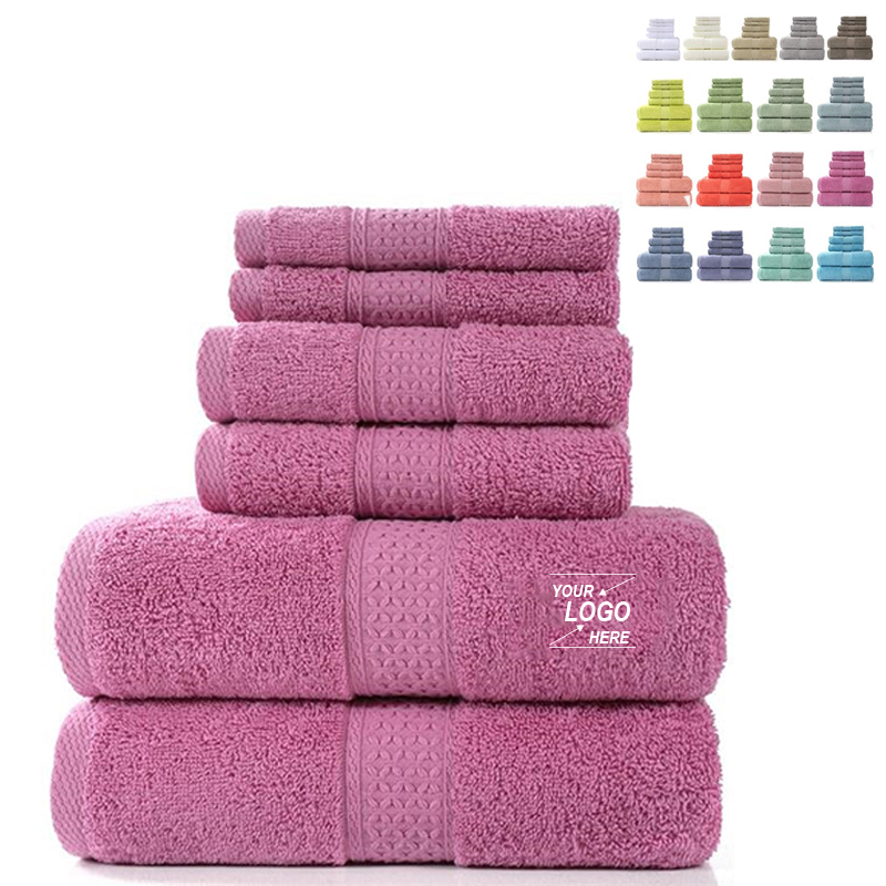 纯棉毛巾吸水浴巾柔软方巾精梳3件套 towel set 3pcs套装贴牌