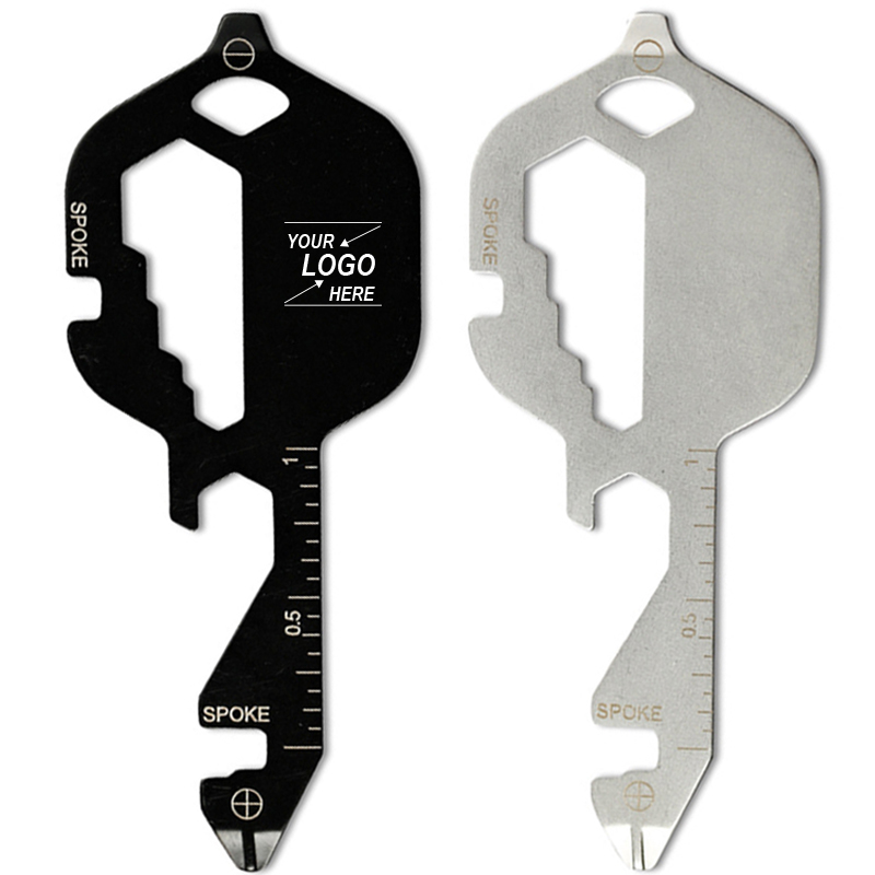 厂家直销不锈钢13功能钥匙精冲工具卡户外便携工具自行车辐条扳手