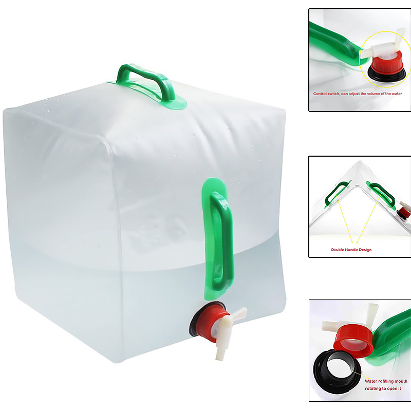 户外野营20L折叠水桶透明塑料折叠水袋大容量PVC水壶饮水袋