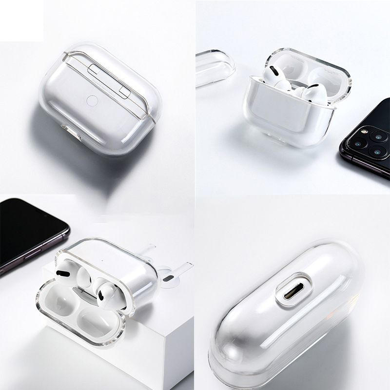 适用Airpods Pro保护套苹果蓝牙耳机airPods硬壳3代素材保护壳透明带登山扣