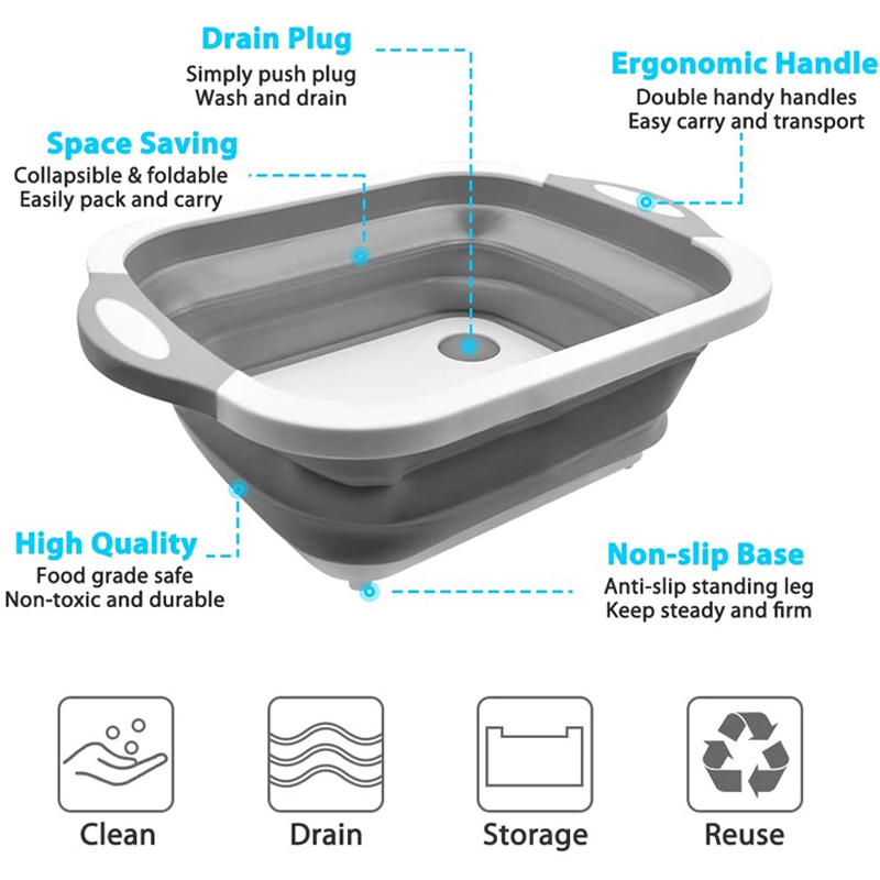 多功能砧板 折叠菜板 旅行便携盆沥水篮 洗菜盆 可折叠水槽切菜板