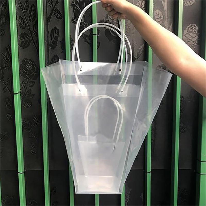 F511180  大号现货PP透明梯形防水花袋盆栽鲜花花束礼品礼盒手提袋