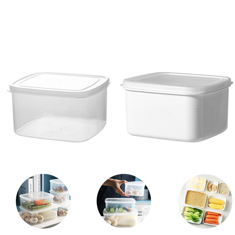 HOC4008 - Kitchen Refrigerator multi-function Storage Box 厨房冰箱多功能收纳盒塑料果蔬干果密封收纳方形储物盒6060 1.2L