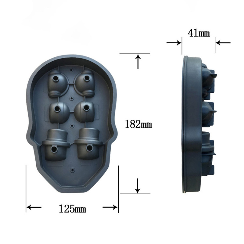 新品3D骷髅头冰块制冰盒 6连骷髅头冰格 威士忌冰球冰块冰模具