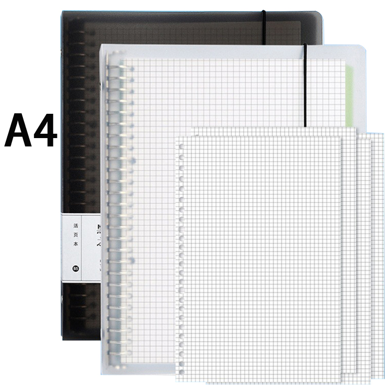 PSN1015 - A5 B5 A4 Loose-Leaf Binder Notebook A5/B5/A4黑白PP笔记本活页本绑带金属夹活页本供应批发带替芯隔页