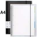 PSN1015 - A5 B5 A4 Loose-Leaf Binder Notebook A5/B5/A4黑白PP笔记本活页本绑带金属夹活页本供应批发带替芯隔页