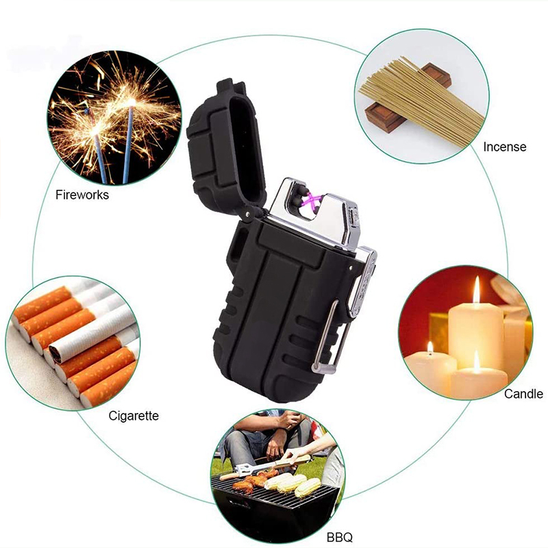 厂家现货防水双电弧充电打火机F12户外便携usb点烟器打火机定制