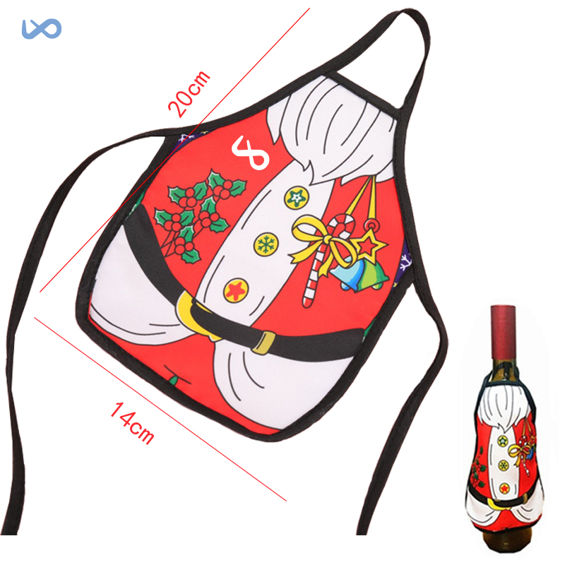 CM0030 圣诞用品装饰品 迷你圣诞围裙红酒瓶套 11个款式 酒吧KTV酒瓶套专