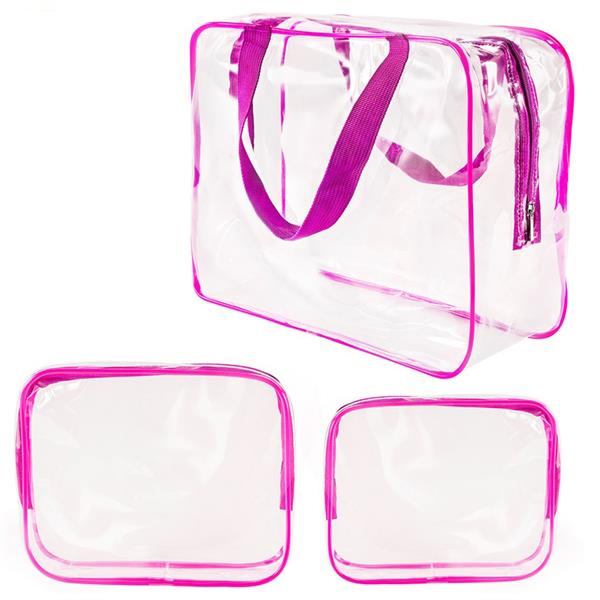 f511118 新款透明pvc防水洗漱化妆包三件套旅行洗漱收纳包收纳袋