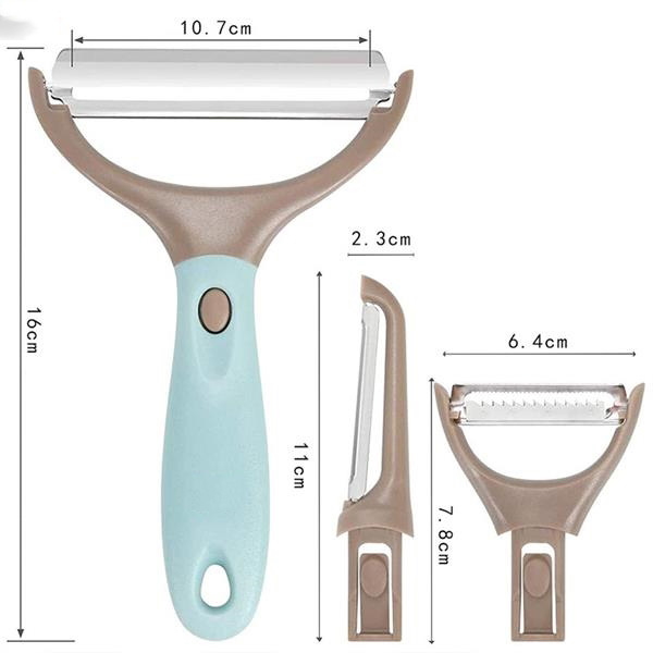 多功能三合一瓜刨削皮器 塑料手柄可替换瓜刨套装 不锈钢刨丝器