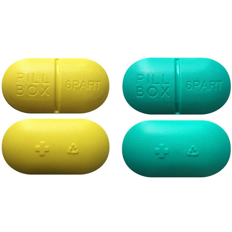 厂家直销 糖果色药盒随身圆形六格药盒 旅行便携盒
