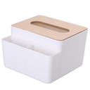 HOB6036 - Bamboo Lid Multifunction Tissue Box 多功能竹木盖纸巾盒创意桌面抽纸盒家用客厅简约塑料遥控器收纳盒