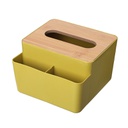 HOB6036 - Bamboo Lid Multifunction Tissue Box 多功能竹木盖纸巾盒创意桌面抽纸盒家用客厅简约塑料遥控器收纳盒