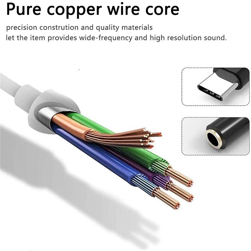 适用于一加手机音频转接头听歌线控U盾 Typec转3.5mm耳机转接换器