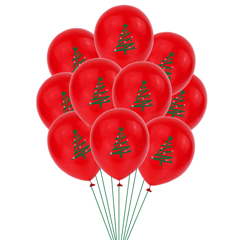 CM0007新款圣诞节气球 12寸卡通圣诞树亮片气球套装 节日派对装饰用品