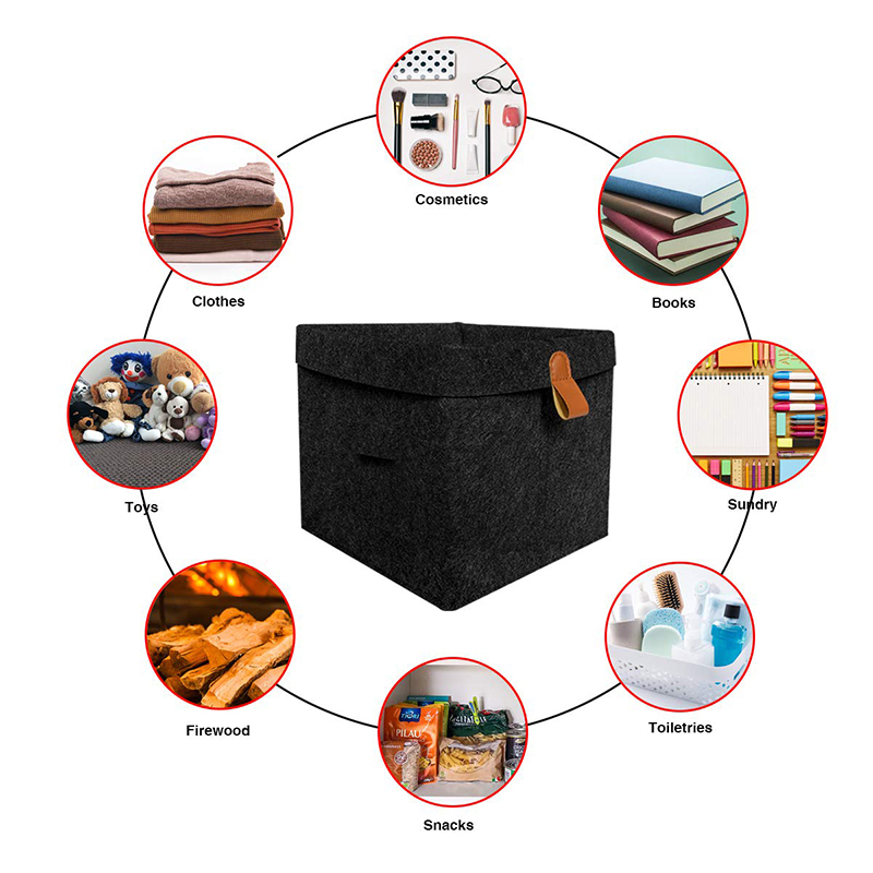 HOB6063 - Felt Sundries Storage Basket 毛毡杂物收纳筐 玩具零食置物收纳篮 宿舍桌面收纳盒