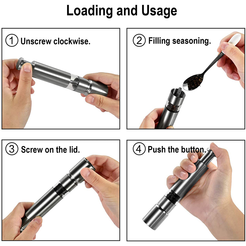 手动研磨器 不锈钢按压研磨器 不锈钢套装胡椒磨 胡椒磨