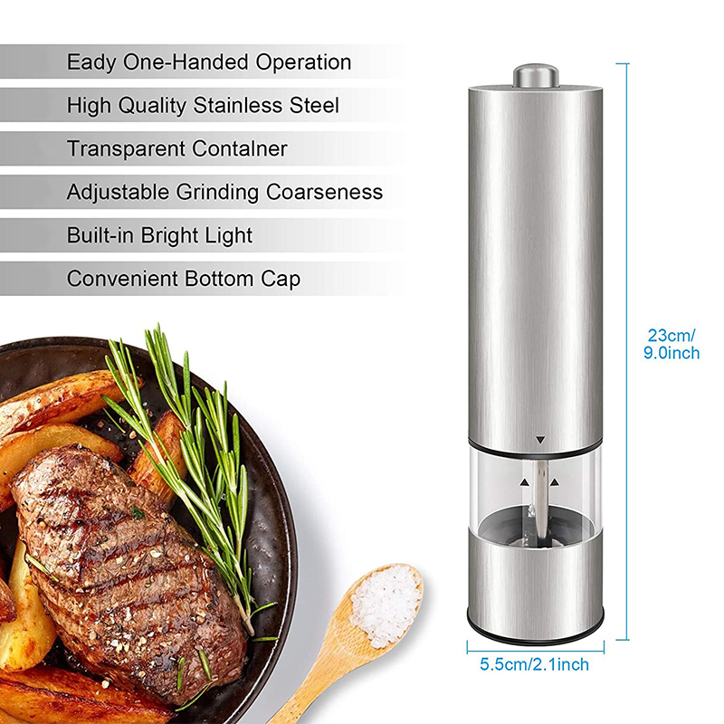 平头电动胡椒磨 不锈钢研磨器 套装胡椒研磨器